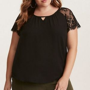 GEORGETTE LACE SLEEVE BLOUSE